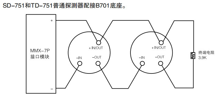 JTW-BCD-TD751普通非编址感温新疆探测器接线图